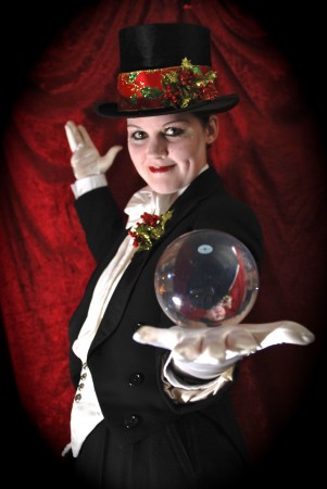 XmasTails5 Amy in her vintage festive top hat and tails outfit and a crystal ball.